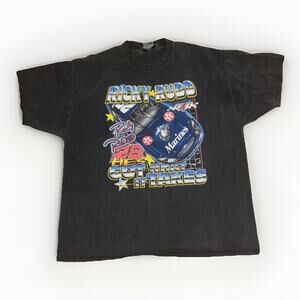 Vintage Chase Authentics Ricky Rudd #28 NASCAR Racing T-Shirt Black XL 25x28